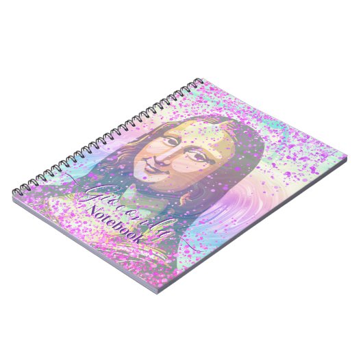 Pink Glitter Leonardo Da Vinci Gioconda ノートブック (左側)