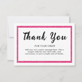 Pink Glitter Logo Thank You Note Card サンキューカード