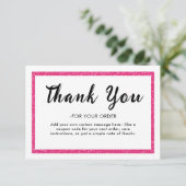 Pink Glitter Logo Thank You Note Card サンキューカード (スタンド正面)