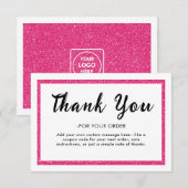 Pink Glitter Logo Thank You Note Card サンキューカード (正面/裏面)