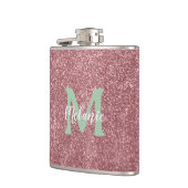 Pink Glitter Monogram Flask Chic フラスク (左)
