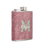 Pink Glitter Monogram Flask Chic フラスク (右)