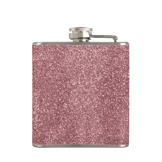 Pink Glitter Monogram Flask Chic フラスク (裏面)
