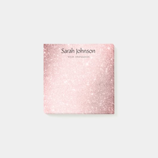Pink Glitter Monogram Personalized Name ポストイット (正面)