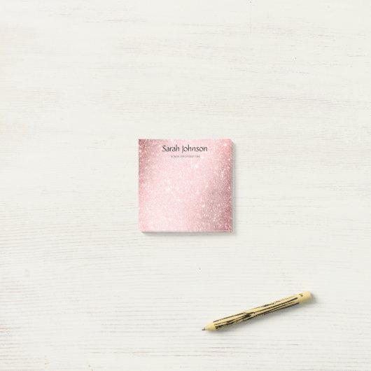 Pink Glitter Monogram Personalized Name  ポストイット (デスク上)