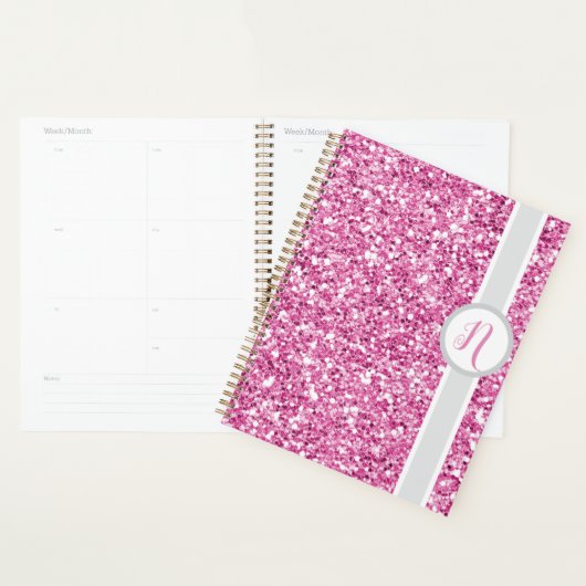 Pink Glitter Monogram Planner プランナー手帳 (ディスプレー)