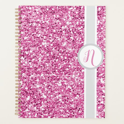 Pink Glitter Monogram Planner プランナー手帳 (正面)