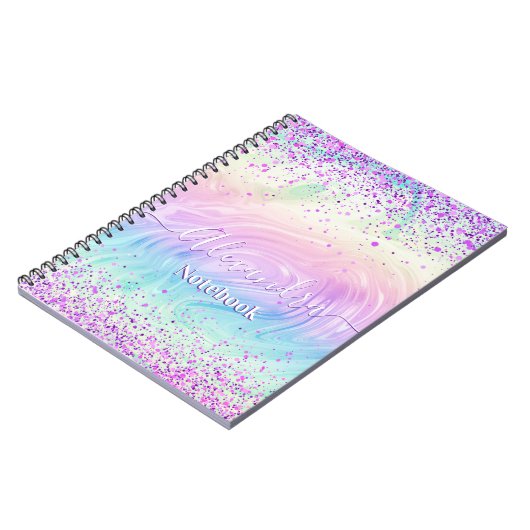 Pink Glitter Pastel Custom  ノートブック (左側)