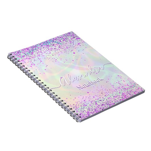 Pink Glitter Pastel Custom ノートブック (右側)