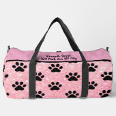 Pink Glitter Paw Print Pet monogram personalize ダッフルバッグ (正面)