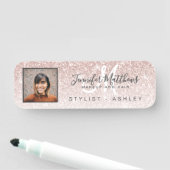 Pink Glitter Photo Business Logo Makeup Hair Salon 名札 (インサイチュ)