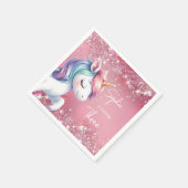 Pink Glitter Rainbow Unicorn Birthday スタンダードカクテルナプキン (角)
