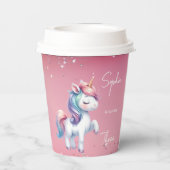 Pink Glitter Rainbow Unicorn Birthday 紙コップ (裏面)