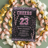 Pink Glitter Rhinestones 23rd Birthday Party  招待状