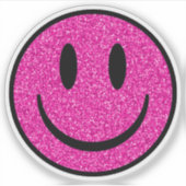 Pink Glitter Smile Face Custom-Cut Vinyl Stickers シール (正面)