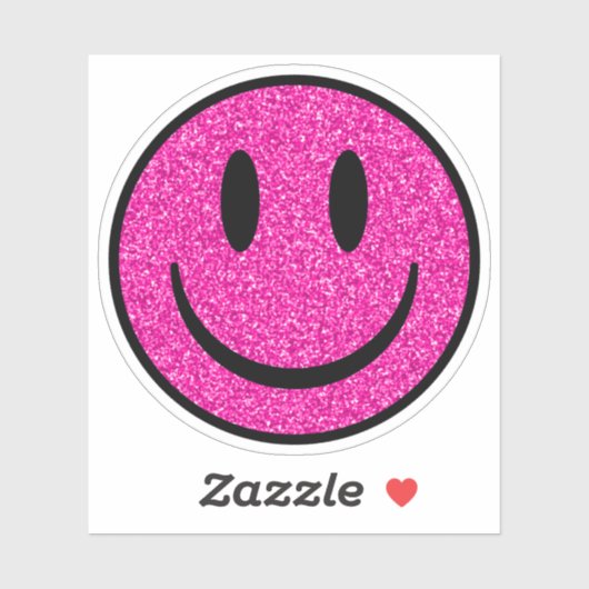 Pink Glitter Smile Face Custom-Cut Vinyl Stickers シール (シート)