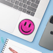 Pink Glitter Smile Face Custom-Cut Vinyl Stickers シール (ノートパソコンとiPhone)