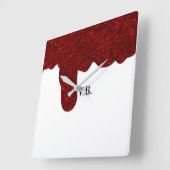 Pink glitter sparkle art design add name text スクエア壁時計 (傾斜)