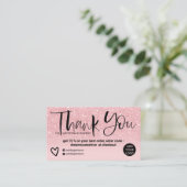 Pink glitter sparkles gradient order thank you 名刺 (スタンド正面)