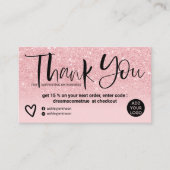 Pink glitter sparkles gradient order thank you 名刺 (正面)