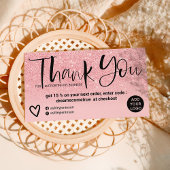 Pink glitter sparkles gradient order thank you 名刺