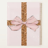 Pink Glitter Stripes & Bow Personalized Planner プランナー手帳 (裏面)