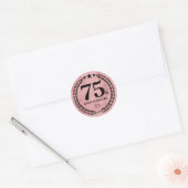 Pink Glitter Style 75th Anniversary Business Logo ラウンドシール (封筒)