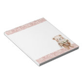 Pink Glitter Sweet Bear Daisy Flowers ノートパッド (アングル)