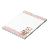 Pink Glitter Sweet Bear Daisy Flowers ノートパッド (回転)