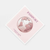 Pink Globe Passport Travel Baby Shower スタンダードランチョンナプキン (角)