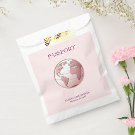 Pink Globe Passport Travel Baby Shower フェイバーバッグ