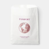 Pink Globe Passport Travel Baby Shower フェイバーバッグ (正面)