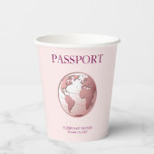 Pink Globe Passport Travel Baby Shower 紙コップ (裏面)