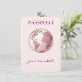 Pink Globe Passport Travel Display Shower エンクロージャーカード (スタンド正面)