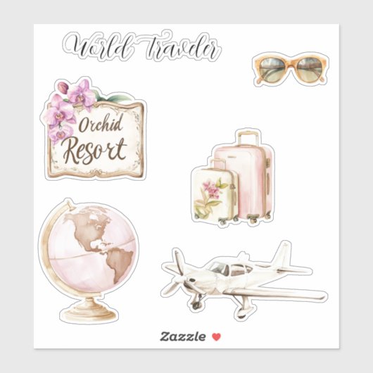 Pink Globe World Traveler シール (シート)