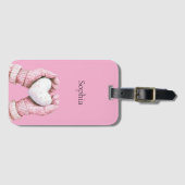 Pink Gloves White Heart ラゲッジタグ (正面横)