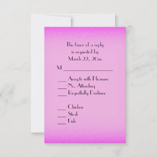 Pink Glowメニューの選択 出欠カード (正面)