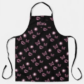 Pink Glow Butterfly Heart Pattern Apron エプロン (正面)