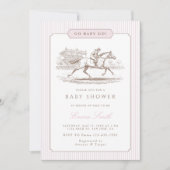 Pink Go Baby Go Derby Baby Shower Preppy Classic  招待状 (正面)
