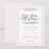 Pink Go Baby Go Derby Baby Shower Preppy Classic  招待状 (正面/裏面)