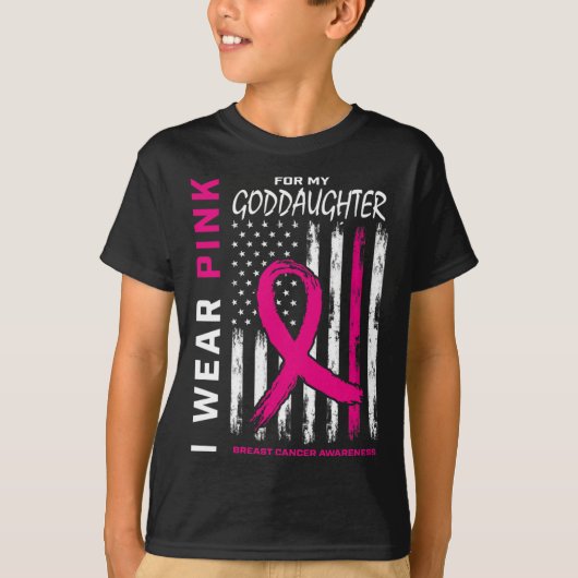 Pink Goddaughter Breast Cancer Flag Front And Ck G Tシャツ (正面)