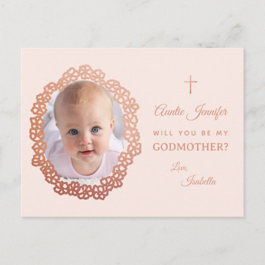 Pink Godmother Proposal Girl Photo & Floral Wreath シーズンポストカード (正面)