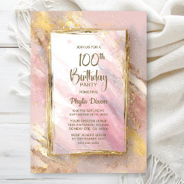 Pink Gold 100th Birthday Party 招待状