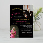 Pink Gold 2 Photos Out of Office Retirement Party 箔招待状 (立ち正面)