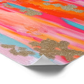 Pink Gold Abstract Preppy Dorm Decor ポスター (角)