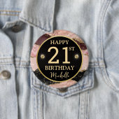 Pink Gold Agate Glitter Birthday Badge 缶バッジ (インサイチュ)