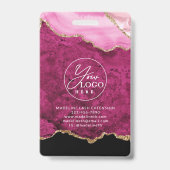 Pink Gold Agate Marble Business Company ID バッジ (Back)