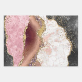 Pink Gold Agate Marble Glitter Abstract Design ラッピングペーパーシート (正面2)