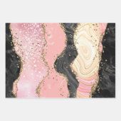 Pink Gold Agate Marble Glitter Abstract Design ラッピングペーパーシート (正面)