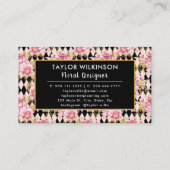 Pink, Gold and Black Floral Roses with Diamonds Bu 名刺 (裏面)